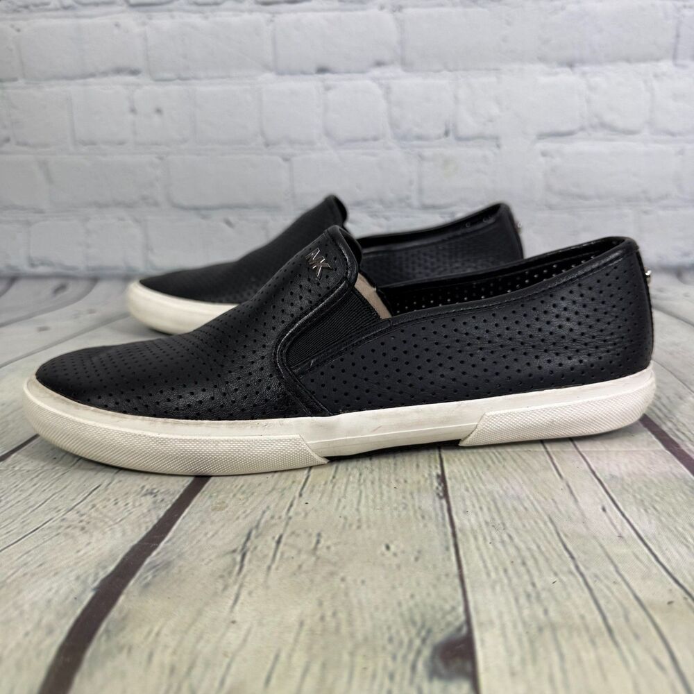 Michael Kors Loafer Flats Women Size 8 Black Eyelet Preppy Slip On Comfort Shoes - Picture 6 of 12